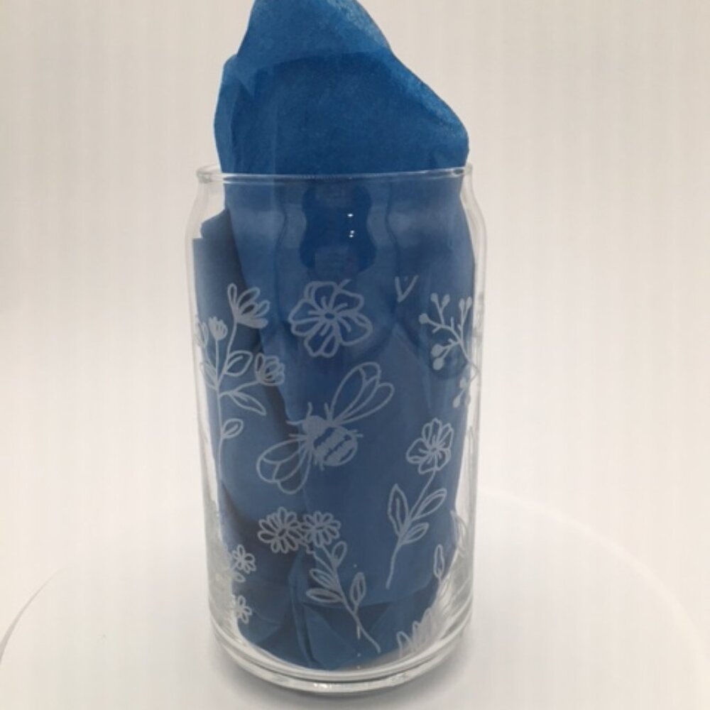16 oz. Custom Engraved Wildflowers Wrapped Can Glass